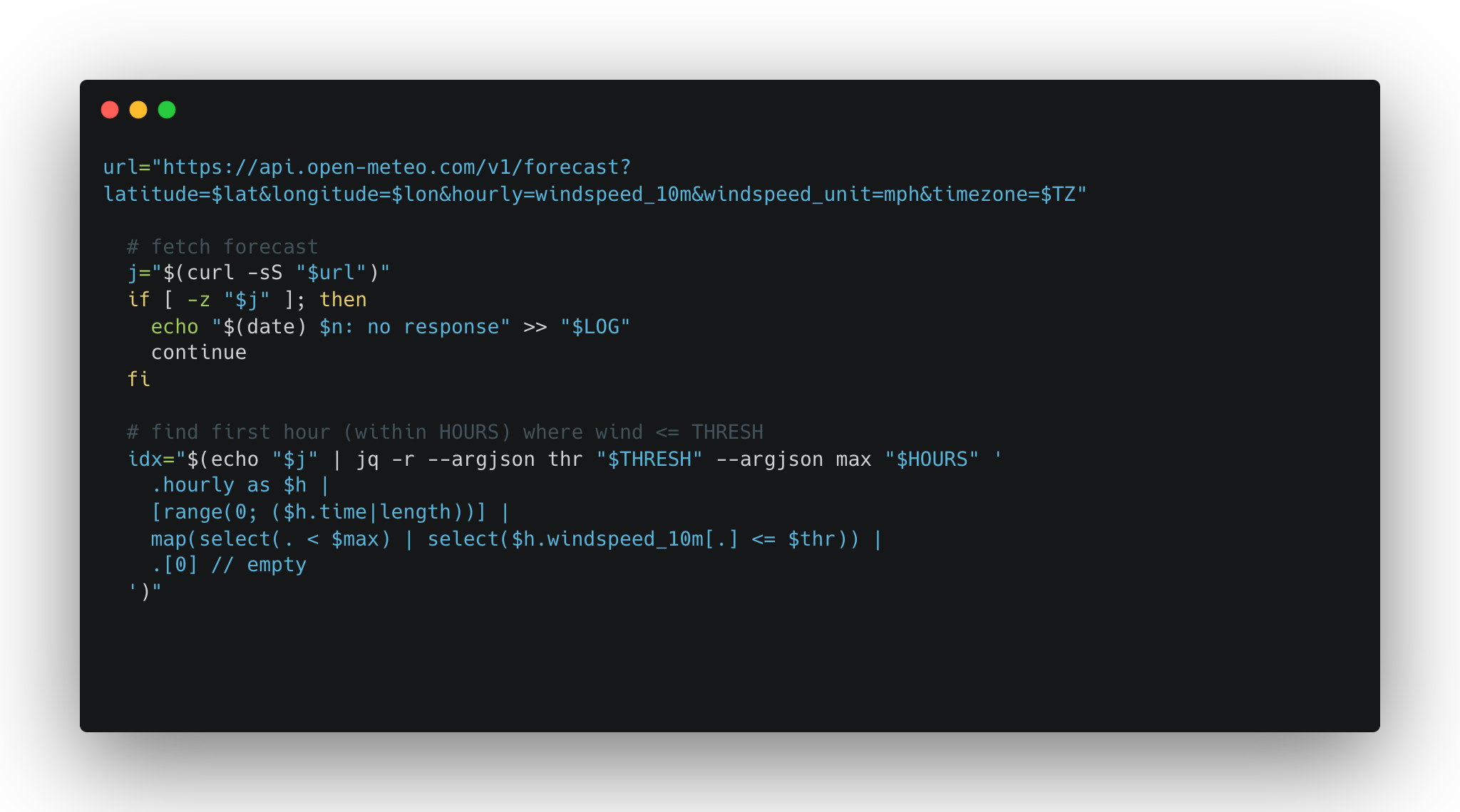 Script-based weather notification setup